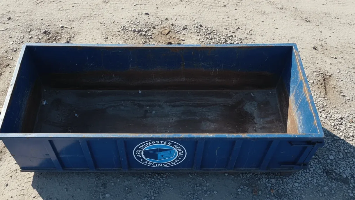 Heavy debris container loaded with concrete and masonry in Arlington, Texas Heavy debris container loaded with concrete and masonry in Arlington, Texas