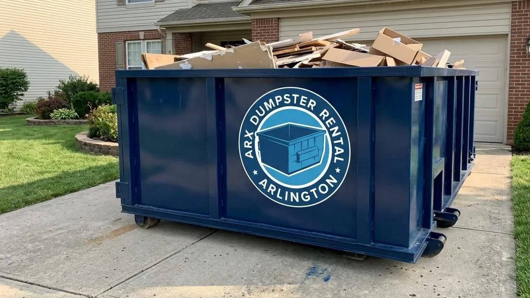 Dumpster permits in Arlington, Texas — container placed on a private driveway rather than in the right of way
