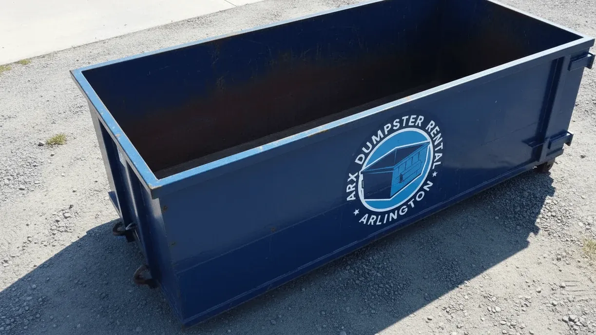 Estate cleanout checklist for Arlington, Texas — roll-off container outside a long-held Tarrant County family home